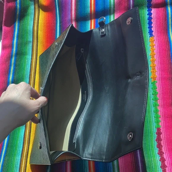 Burberry Black Embossed Monogram Leather Clutch Computer Bag - Picture 7 of 15